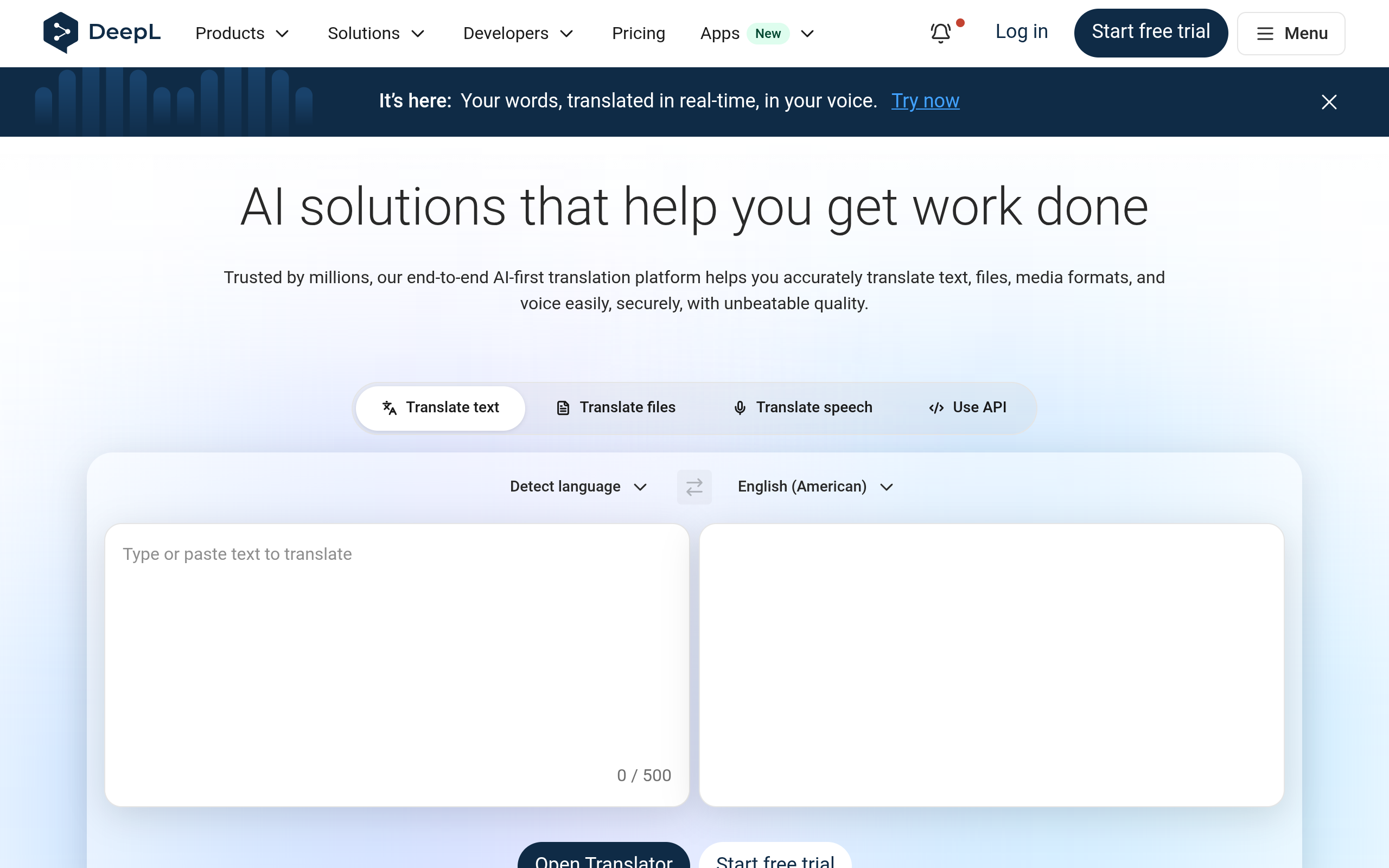screenshot of DeepL