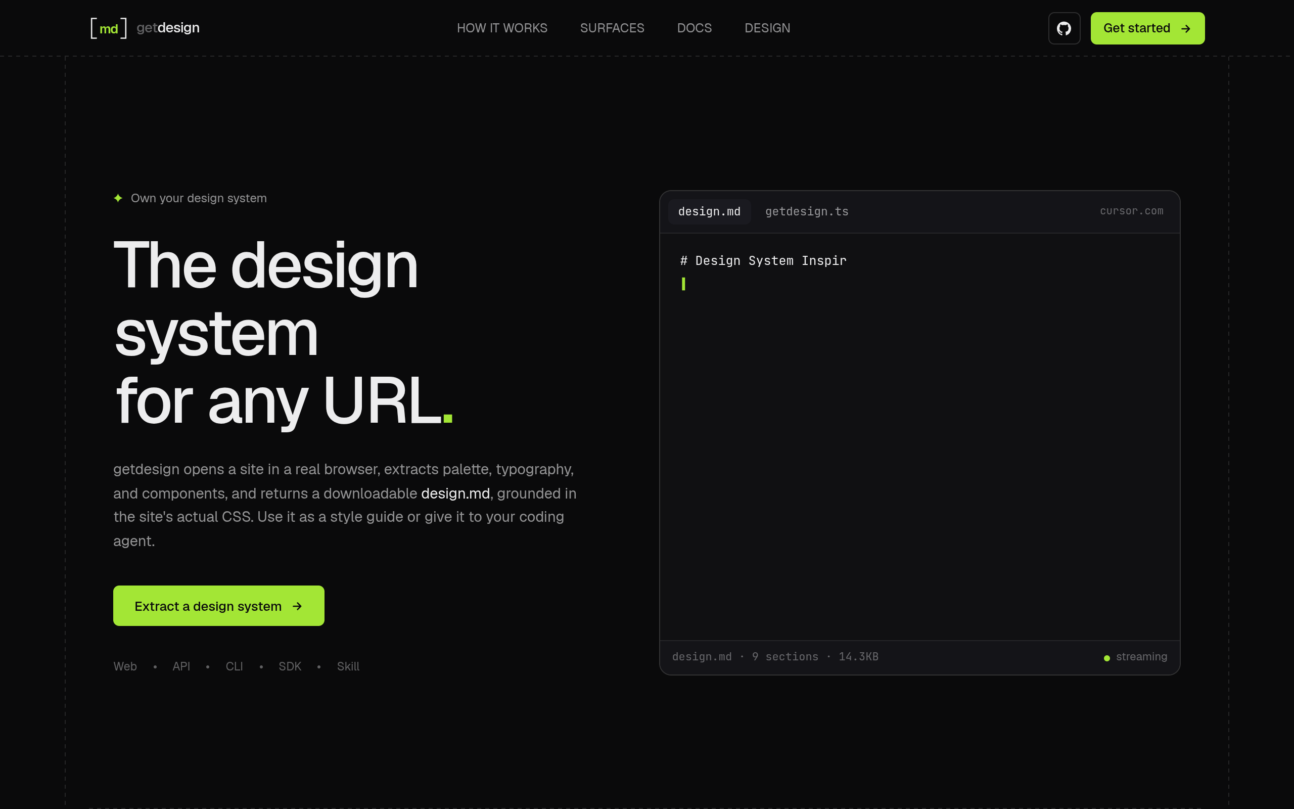screenshot of getdesign