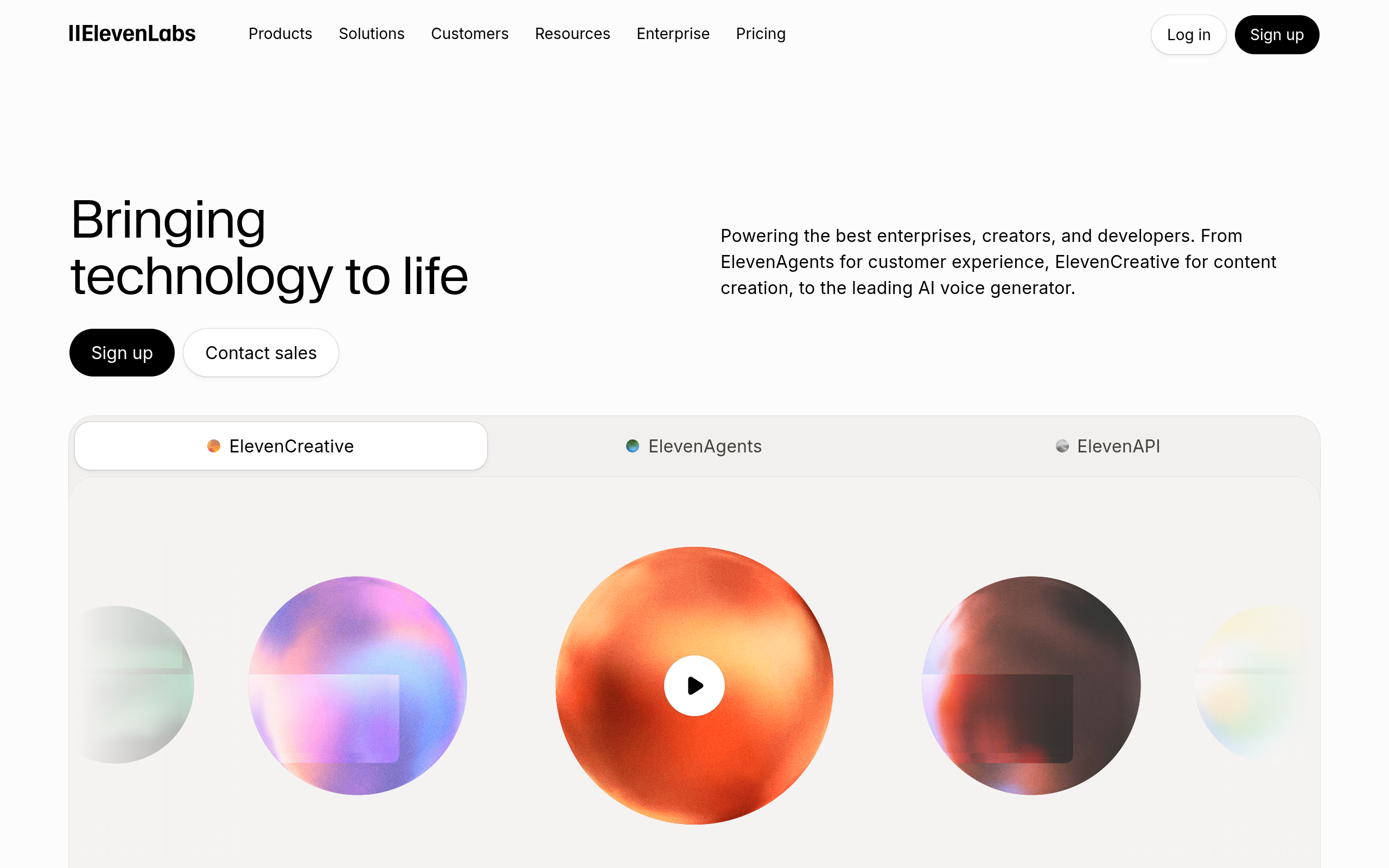 screenshot of ElevenLabs