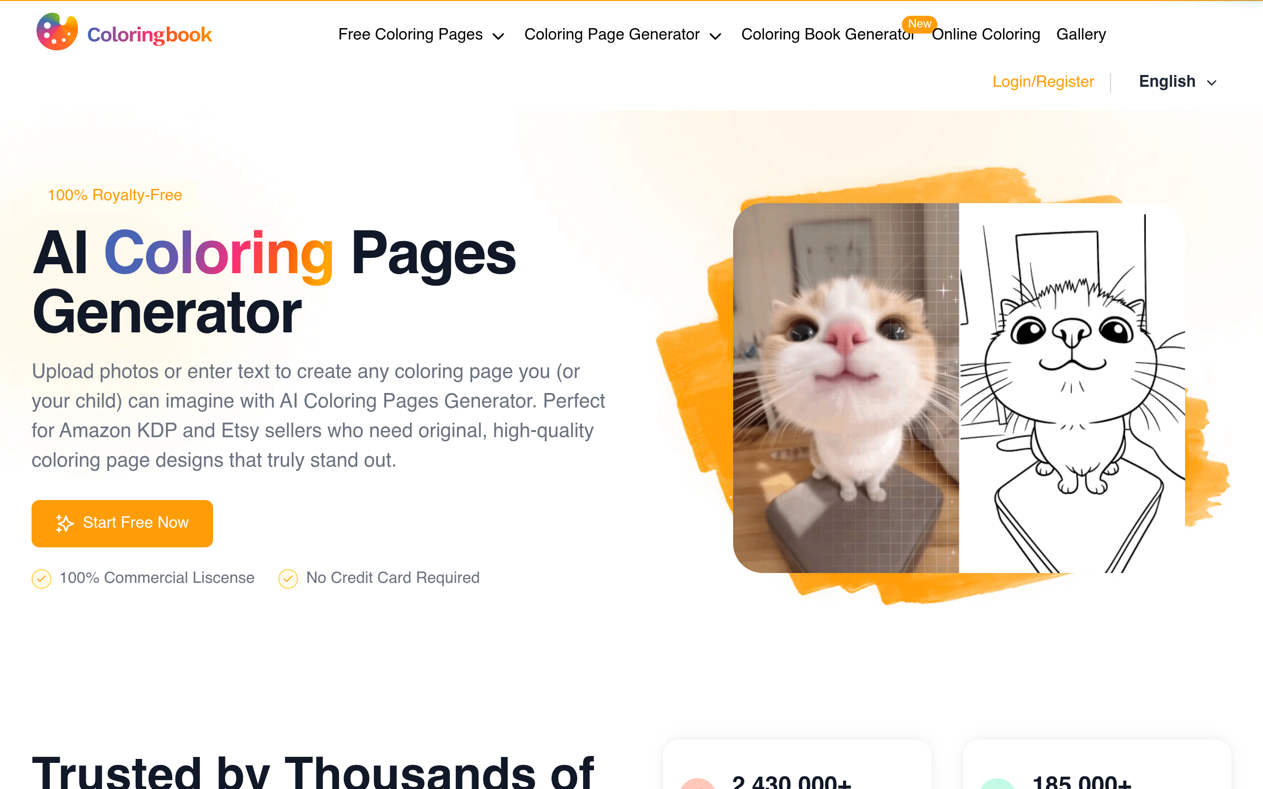 screenshot of coloringbook AI