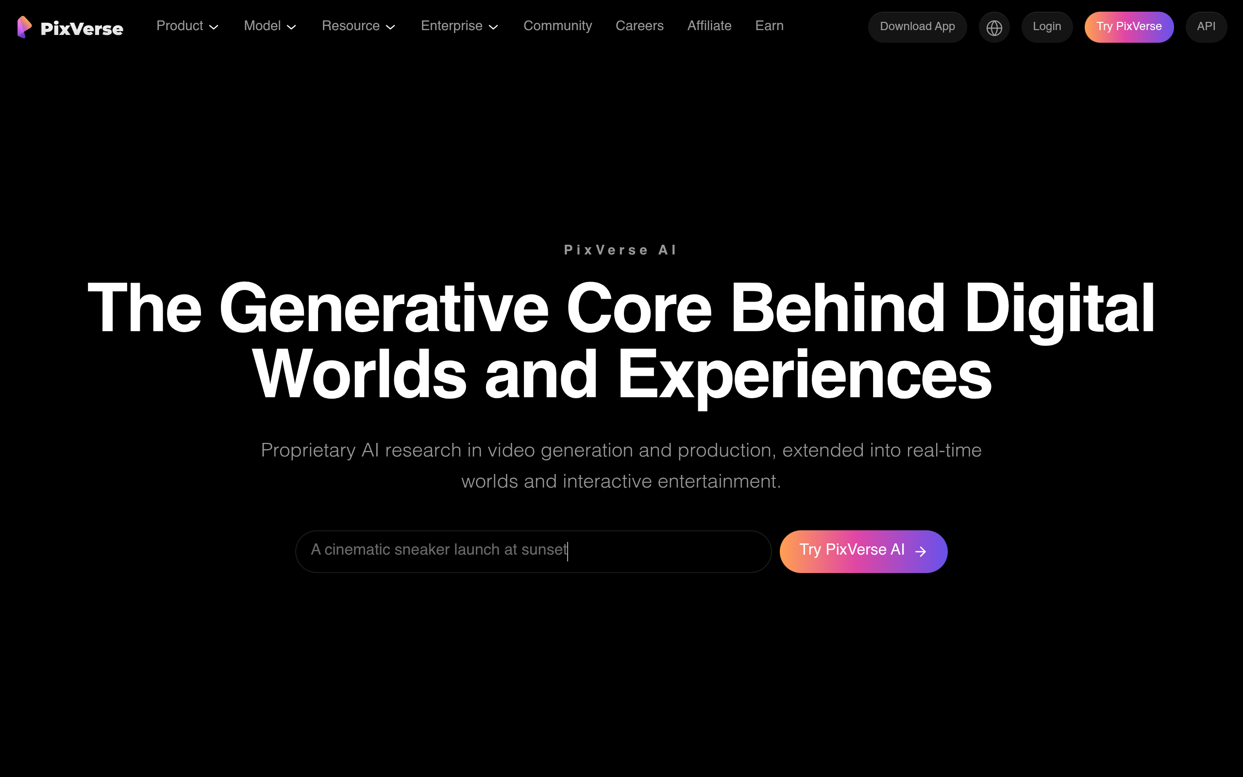 screenshot of PixVerse