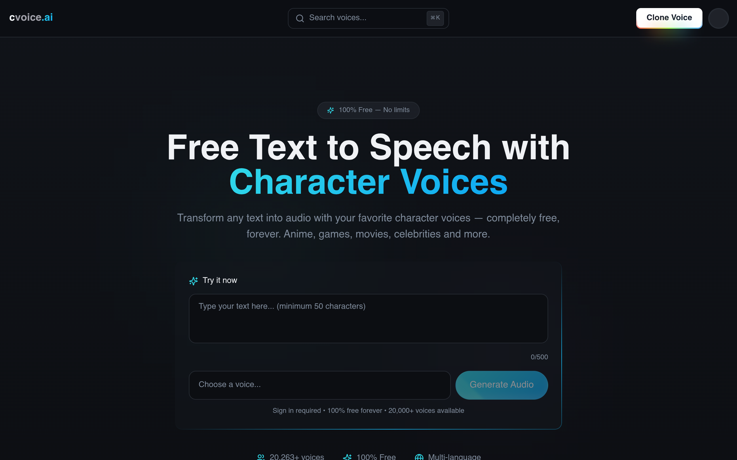 screenshot of cvoice ai